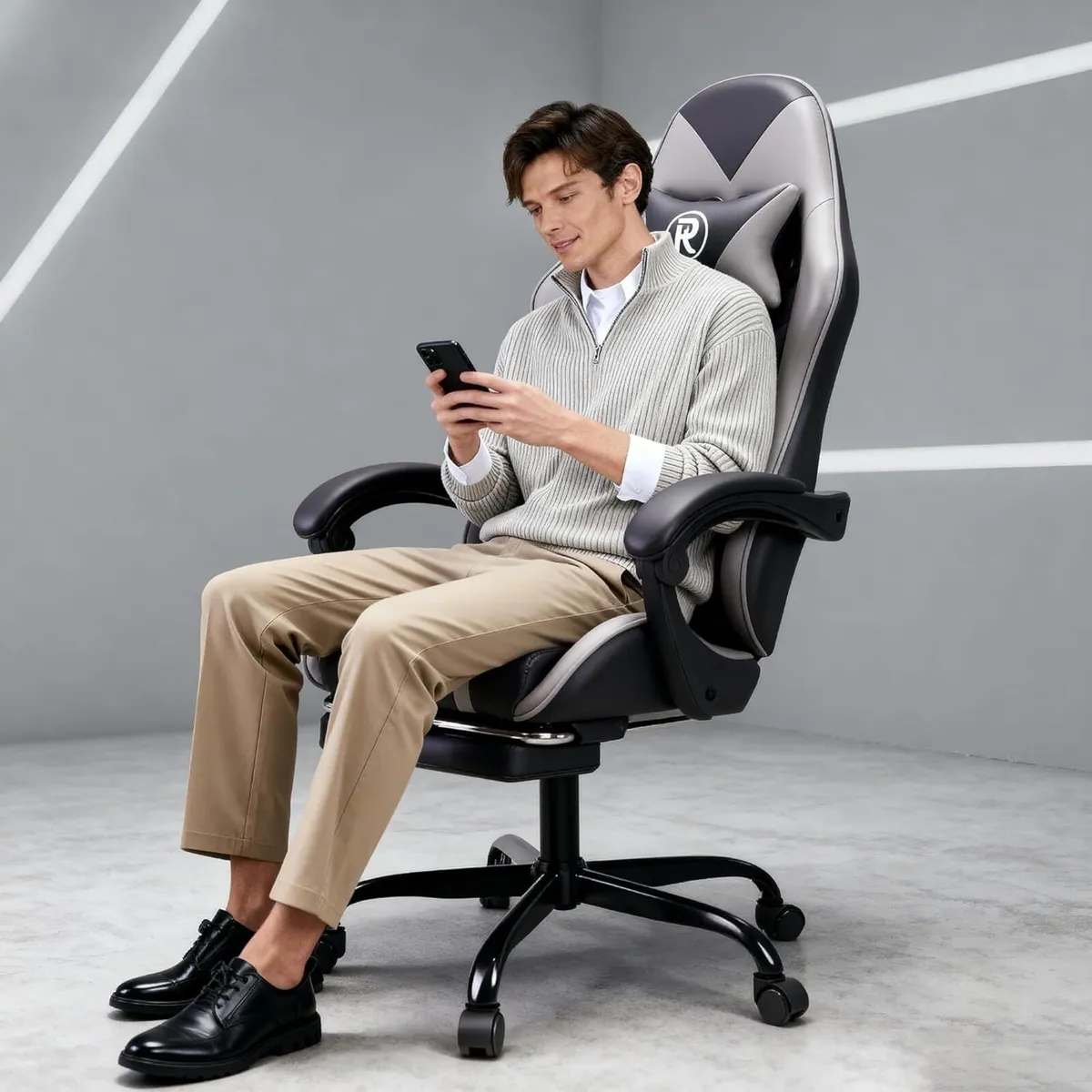 Gaming Chair with Footrest Lumbar Support - Image 2
