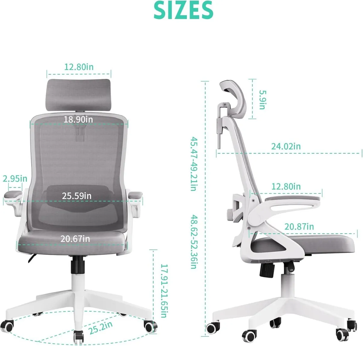 Ergonomic Office Chair S-Shaped Mesh Desk Chairs - Image 2