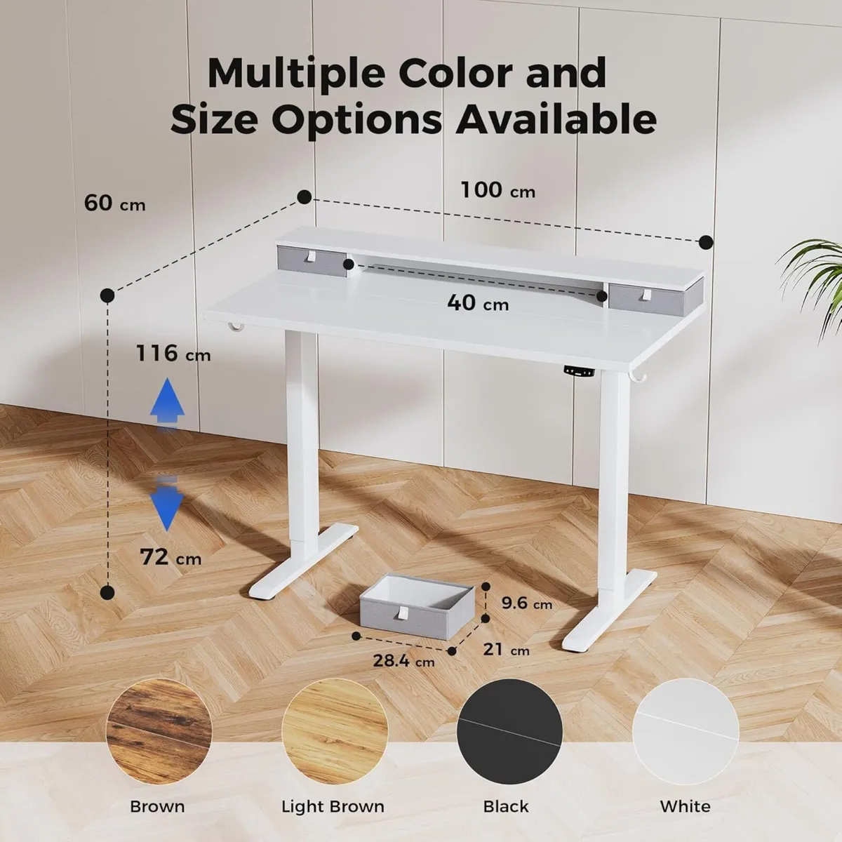 Electric Adjustable Height Desk with 2 Drawers - Image 2