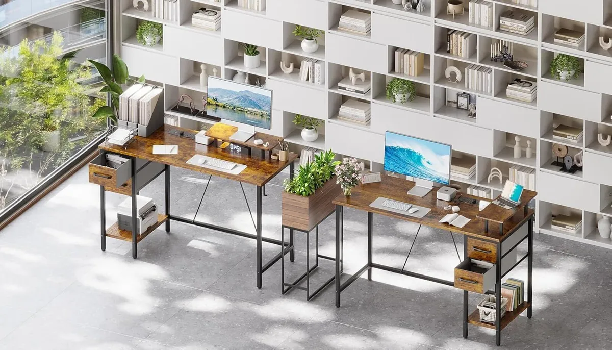 Computer Desk with Drawers Power Outlets 100 cm - Image 2