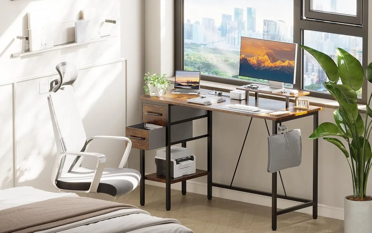 Computer Desk with Drawers Power Outlets 100 cm - Image 4