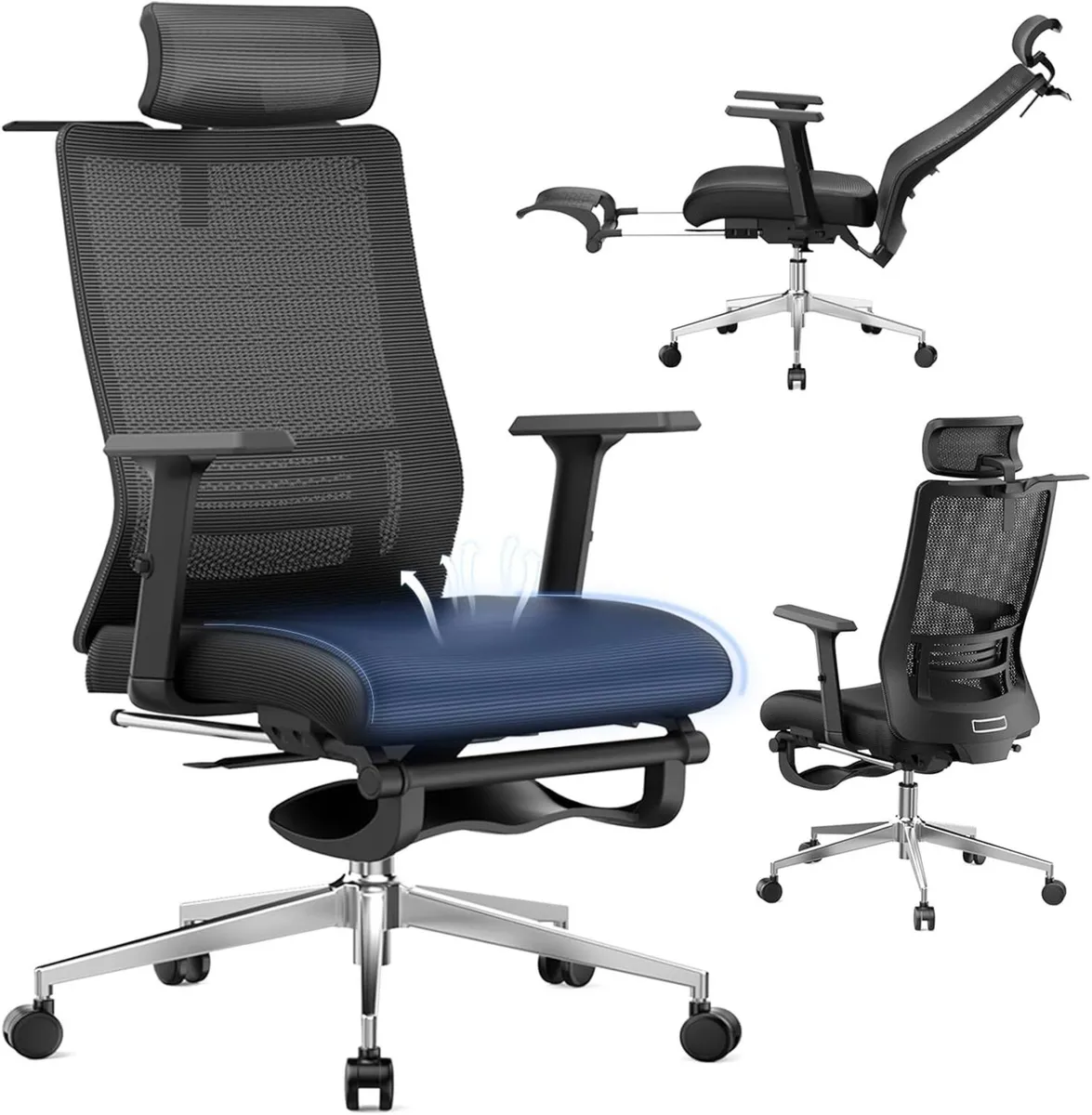 Ergonomic Office Chair with Footrest 145degrees - Image 1