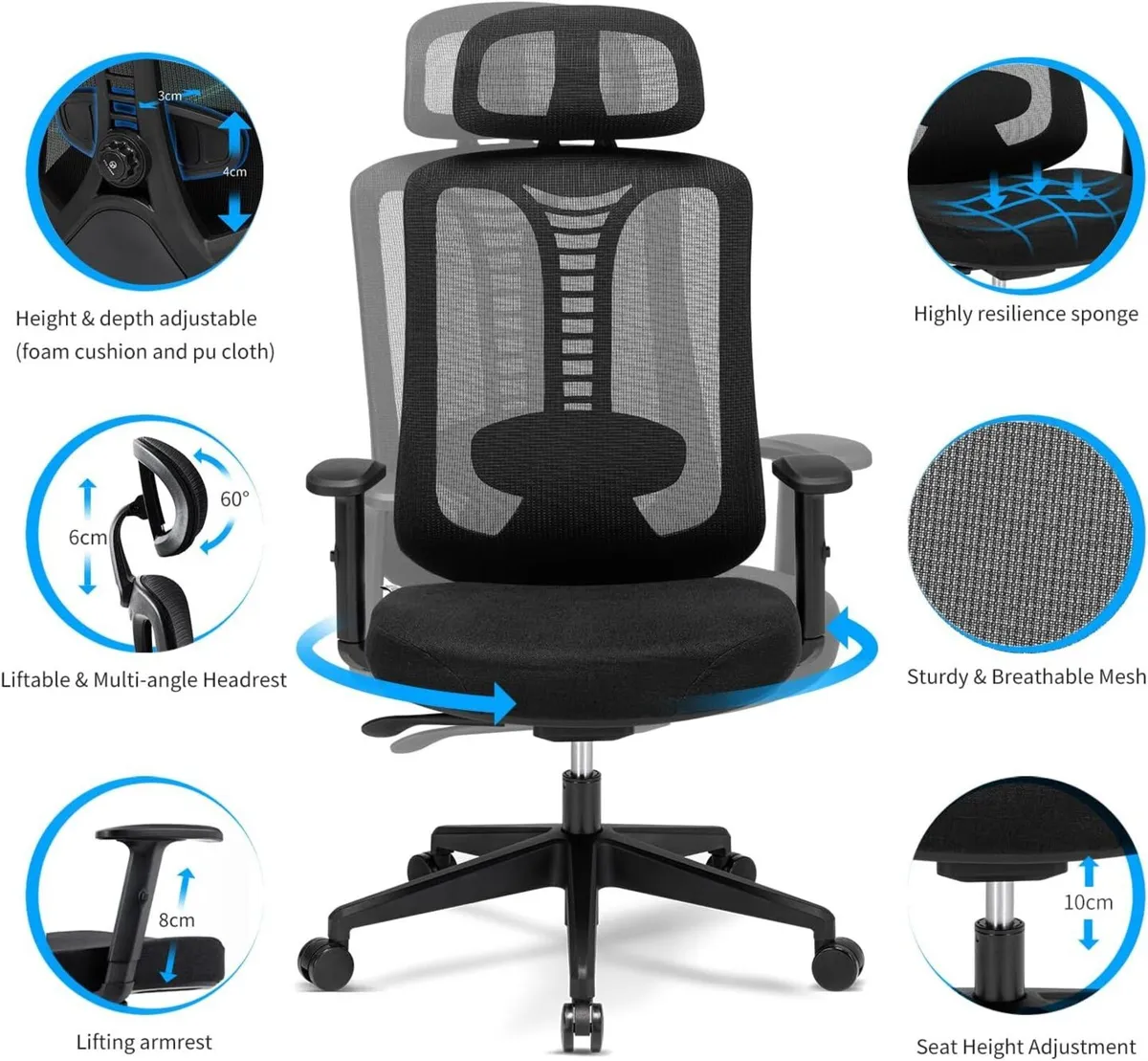 Ergonomic Office Chair Adjustable Home Desk - Image 4
