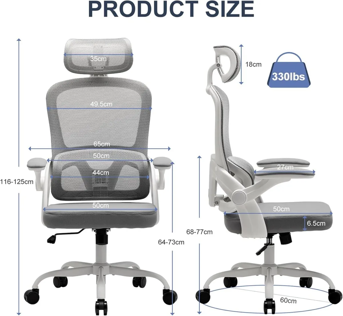 Ergonomic Office Chair with 3D Armrests Adjustable - Image 2