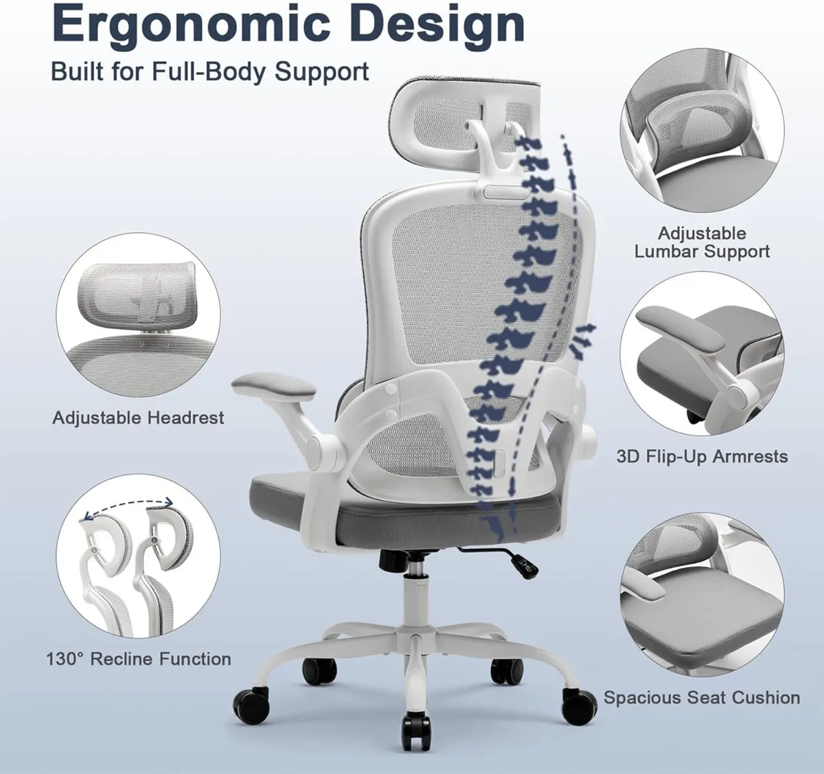 Ergonomic Office Chair with 3D Armrests Adjustable - Image 3