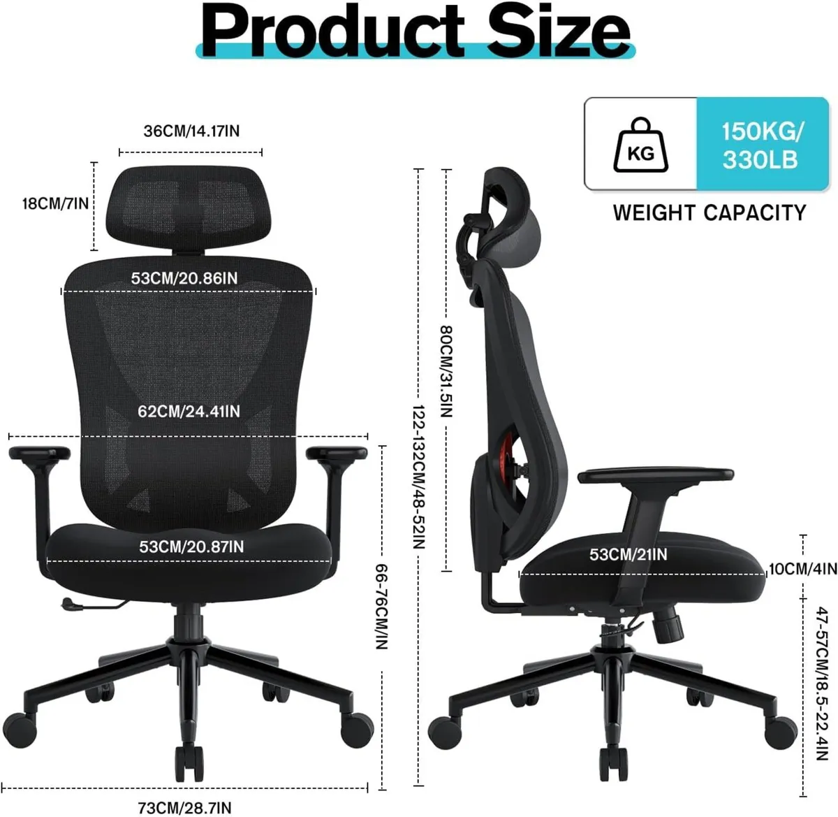 Ergonomic Office Chair - Lift Up Mesh Backrest - Image 2