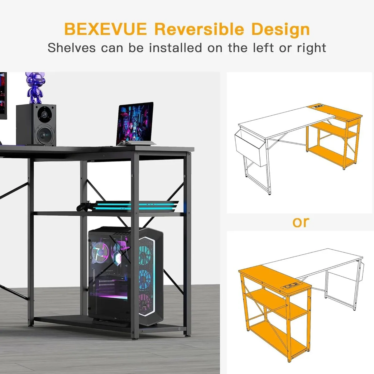 L Shaped Gaming Desk 120x70 cm Computer with - Image 4