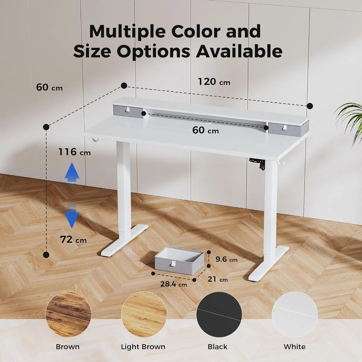 Electric Adjustable Height Desk with 2 Drawers - Image 2