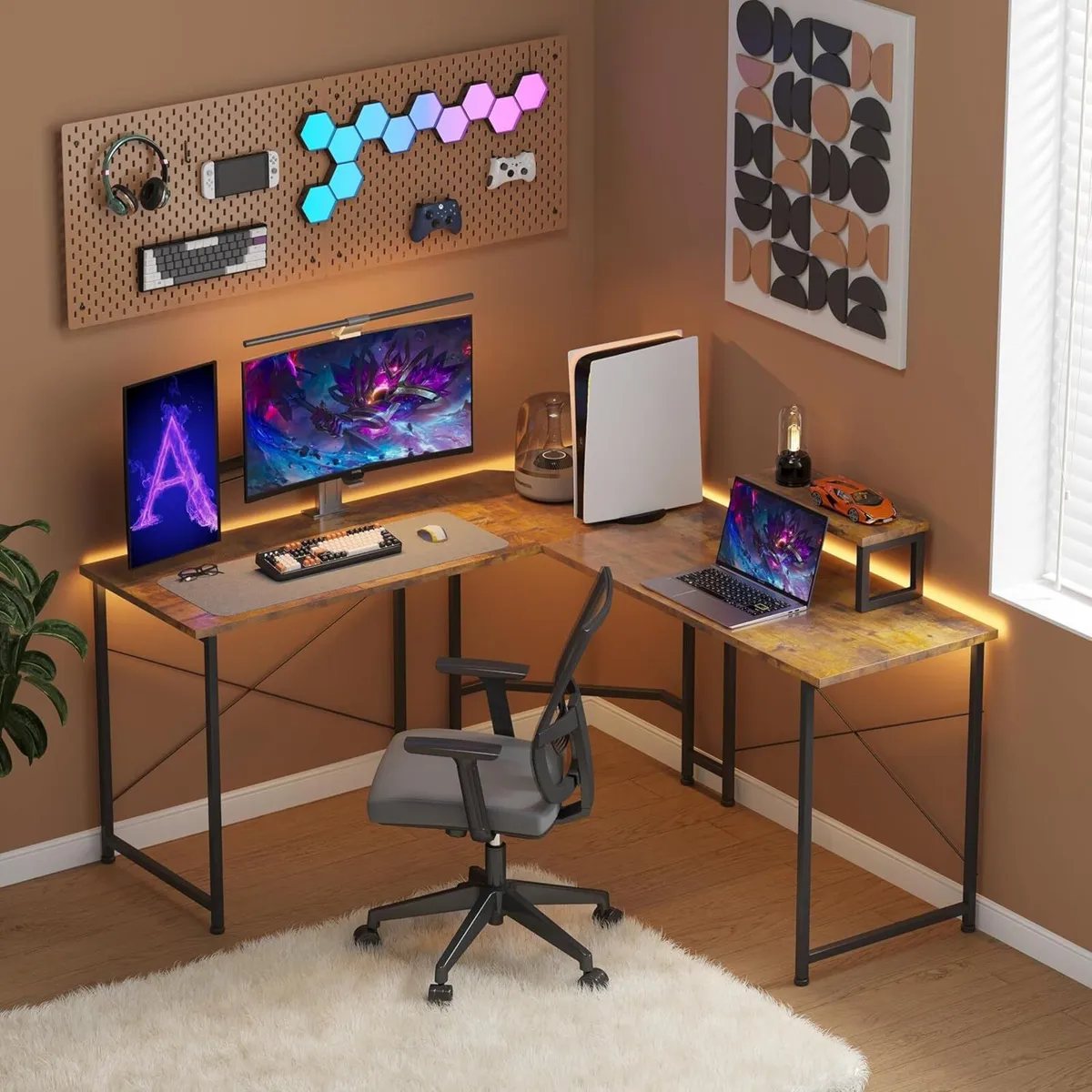 Corner Desk 50 L Shaped Gaming with Removable - Image 1