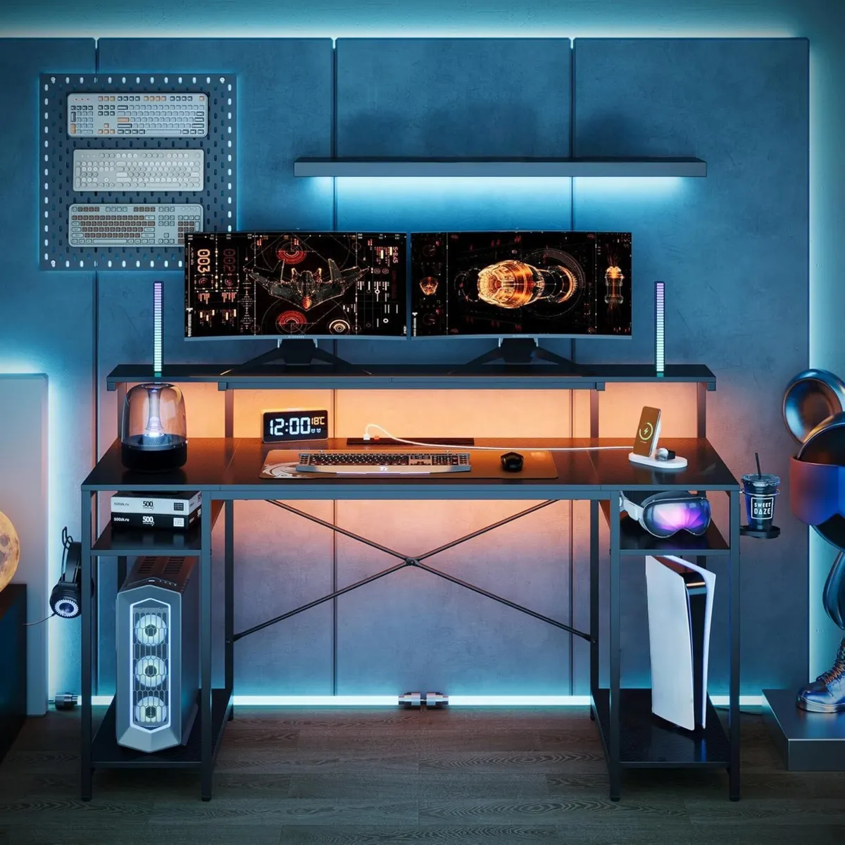 140 CM Computer Desk with Power Outlets LED - Image 2