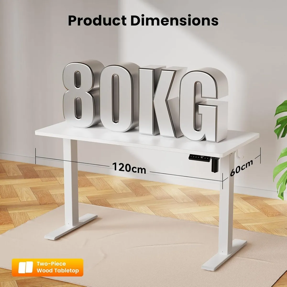 120 x 60 cm Standing Desk Electric Height - Image 3