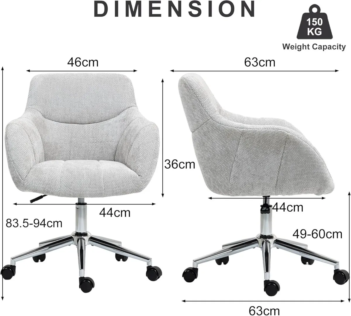 Upholstered Home Office Desk Chairs with Adjustabl - Image 2