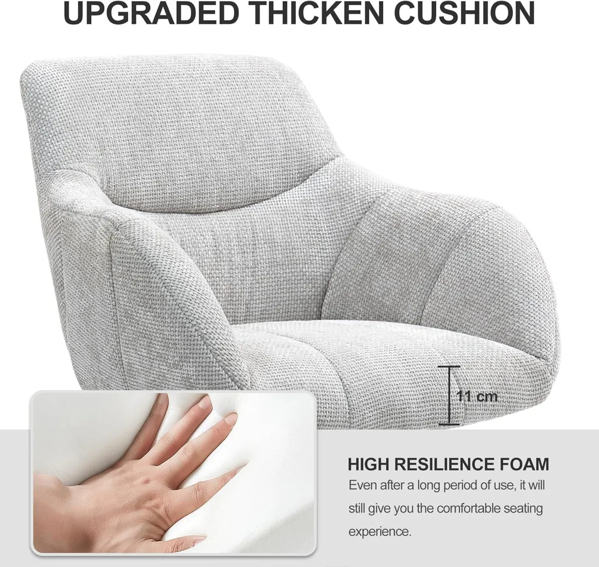 Upholstered Home Office Desk Chairs with Adjustabl - Image 3