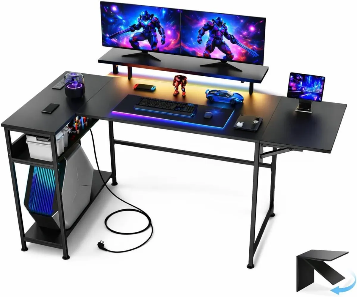 L-Shaped Gaming Desk 150x80 cm Carbon Fibre - Image 1