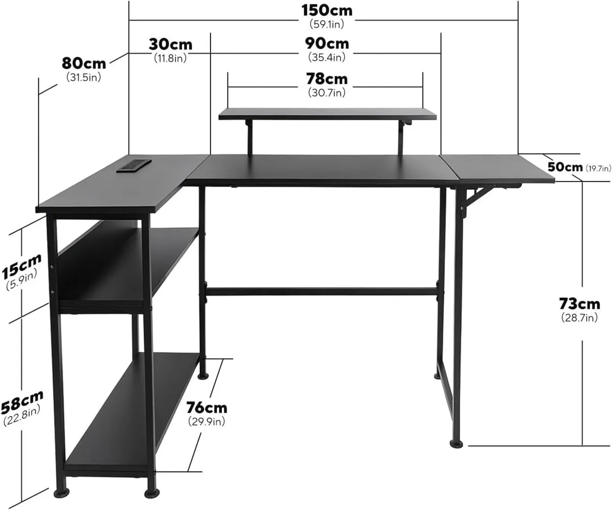 L-Shaped Gaming Desk 150x80 cm Carbon Fibre - Image 3
