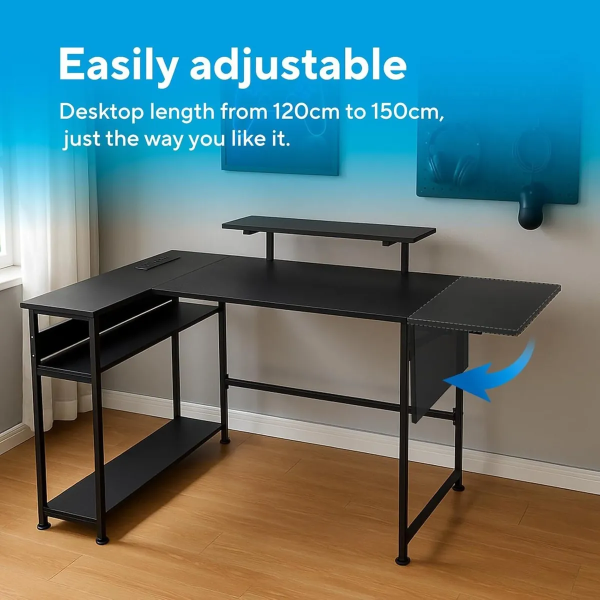 L-Shaped Gaming Desk 150x80 cm Carbon Fibre - Image 4