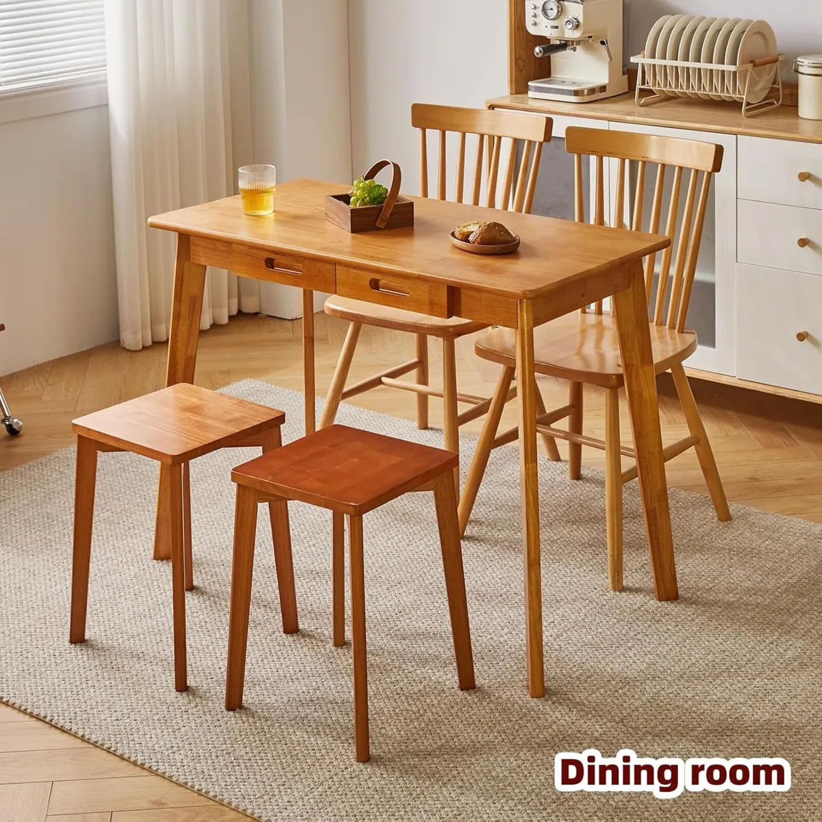 Wood Writing Desk with Drawer and Hanging Rod - Image 4