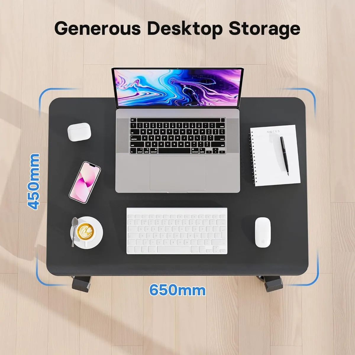 65x45 cm Mobile Standing Desk with 4 Rolling - Image 4