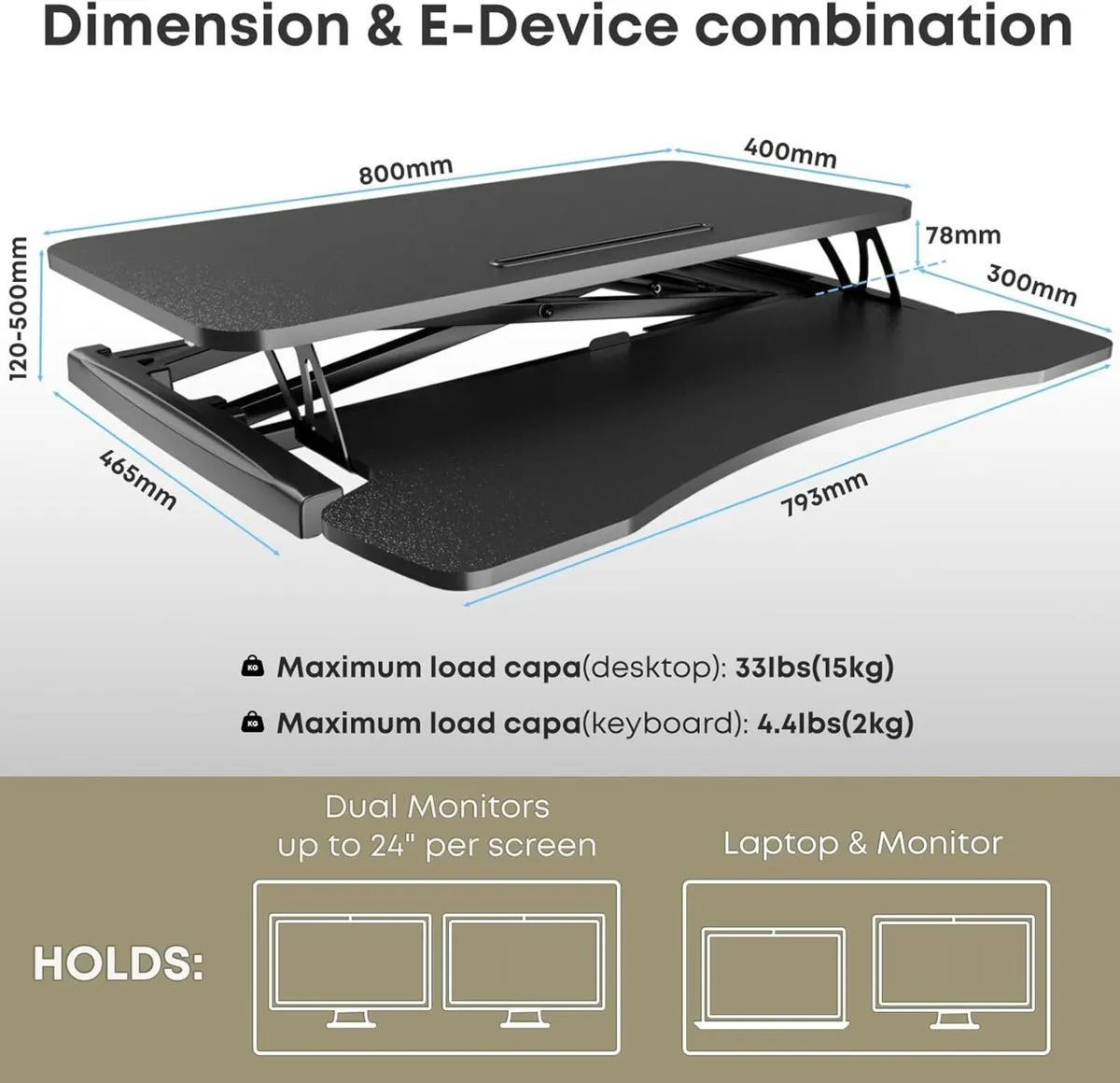 32 inch Standing Desk Converter Height Adjustable - Image 3