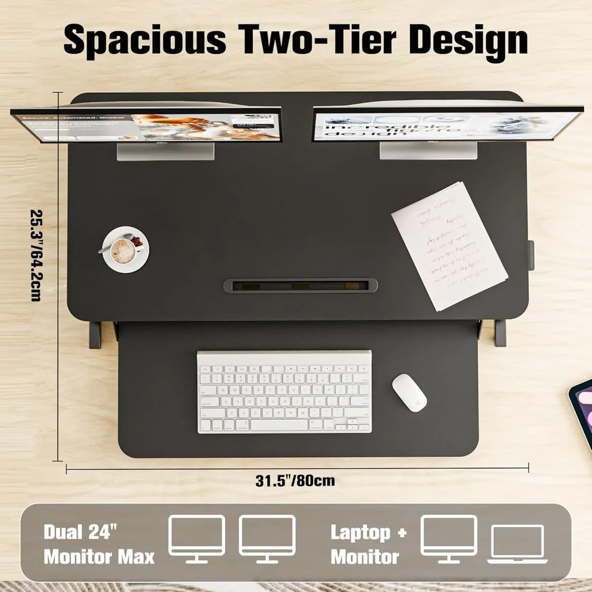 Height Adjustable Standing Desk Converter - 81cm - Image 3