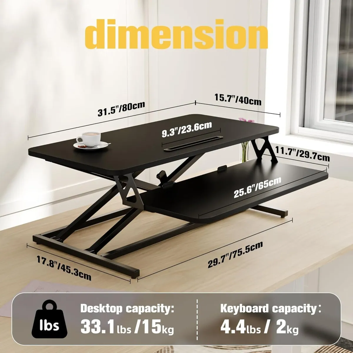 Height Adjustable Standing Desk Converter - 81cm - Image 4