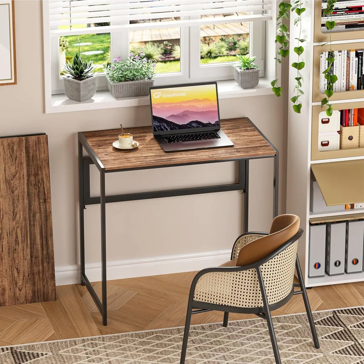 Folding Desk No Assembly Required 80cm Foldable - Image 2