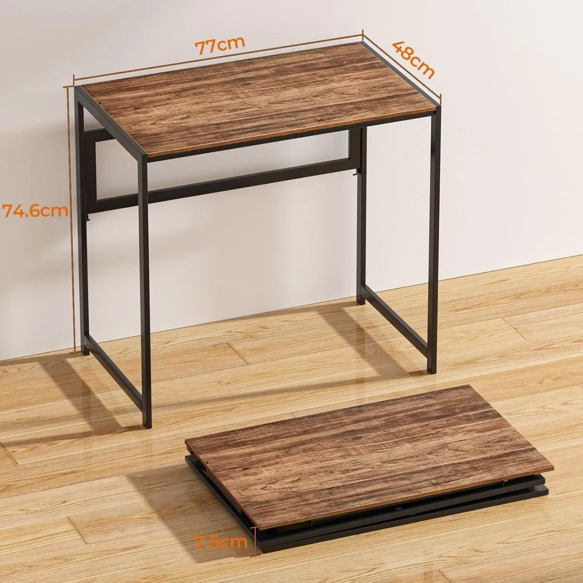 Folding Desk No Assembly Required 80cm Foldable - Image 3