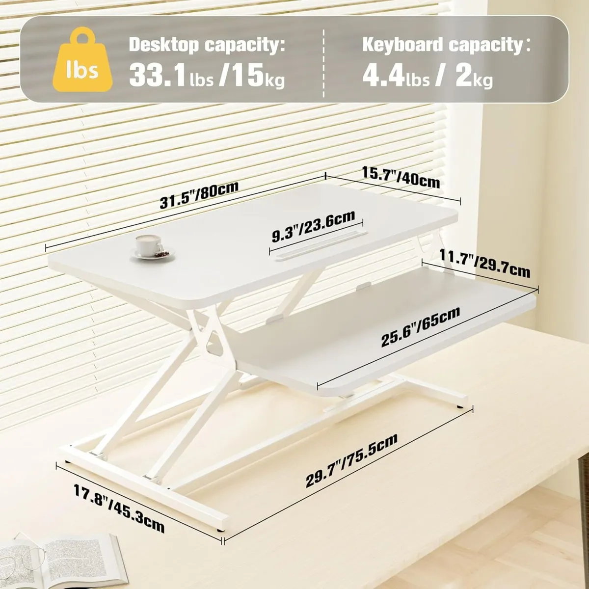 Height Adjustable Standing Desk Converter - 81cm - Image 3