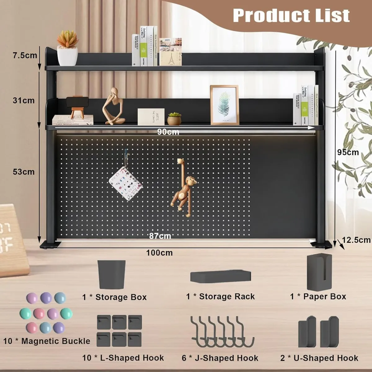 100cm Clamp On Desk Shelf Organiser Adjustable - Image 2