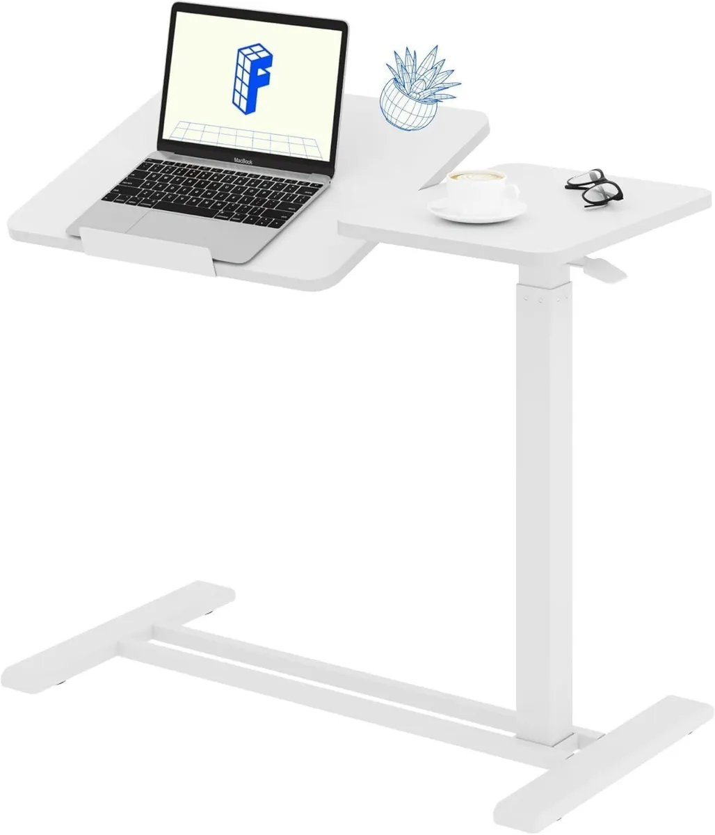 Overbed Table with Wheels Adjustable Bedside - Image 1