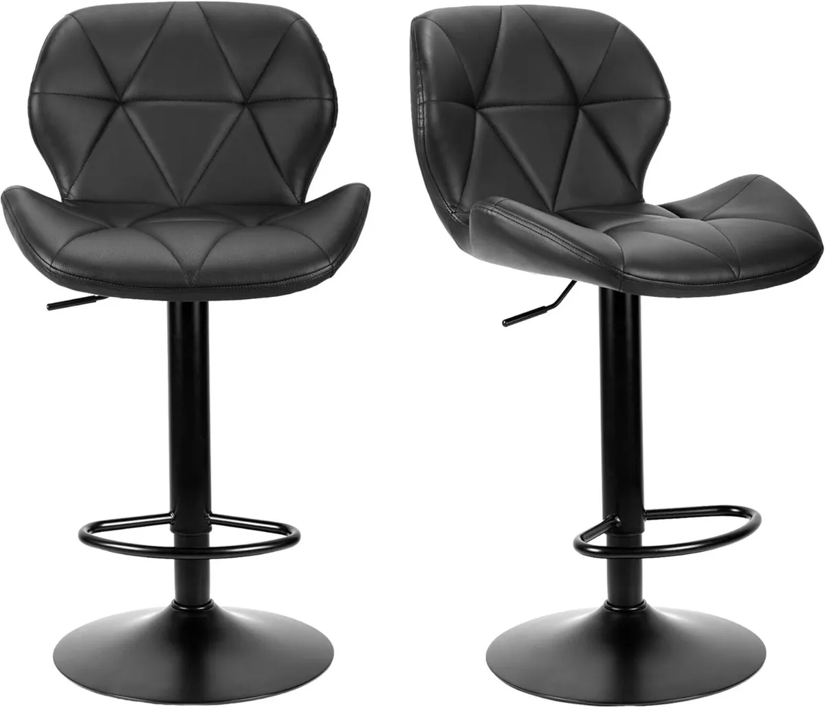 Bar Stools Set of 2 Chairs Modern Height Adjustabl - Image 1