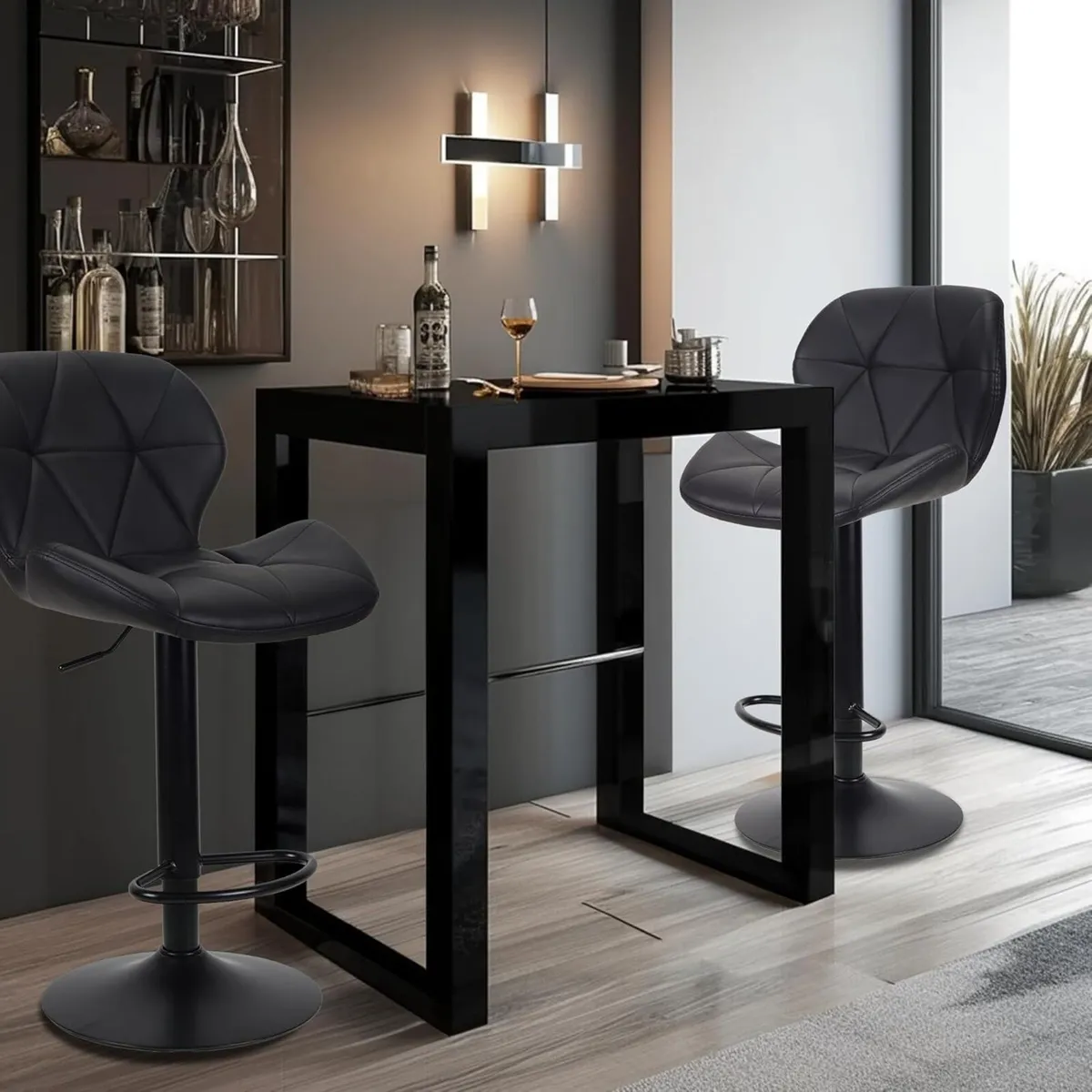 Bar Stools Set of 2 Chairs Modern Height Adjustabl - Image 2