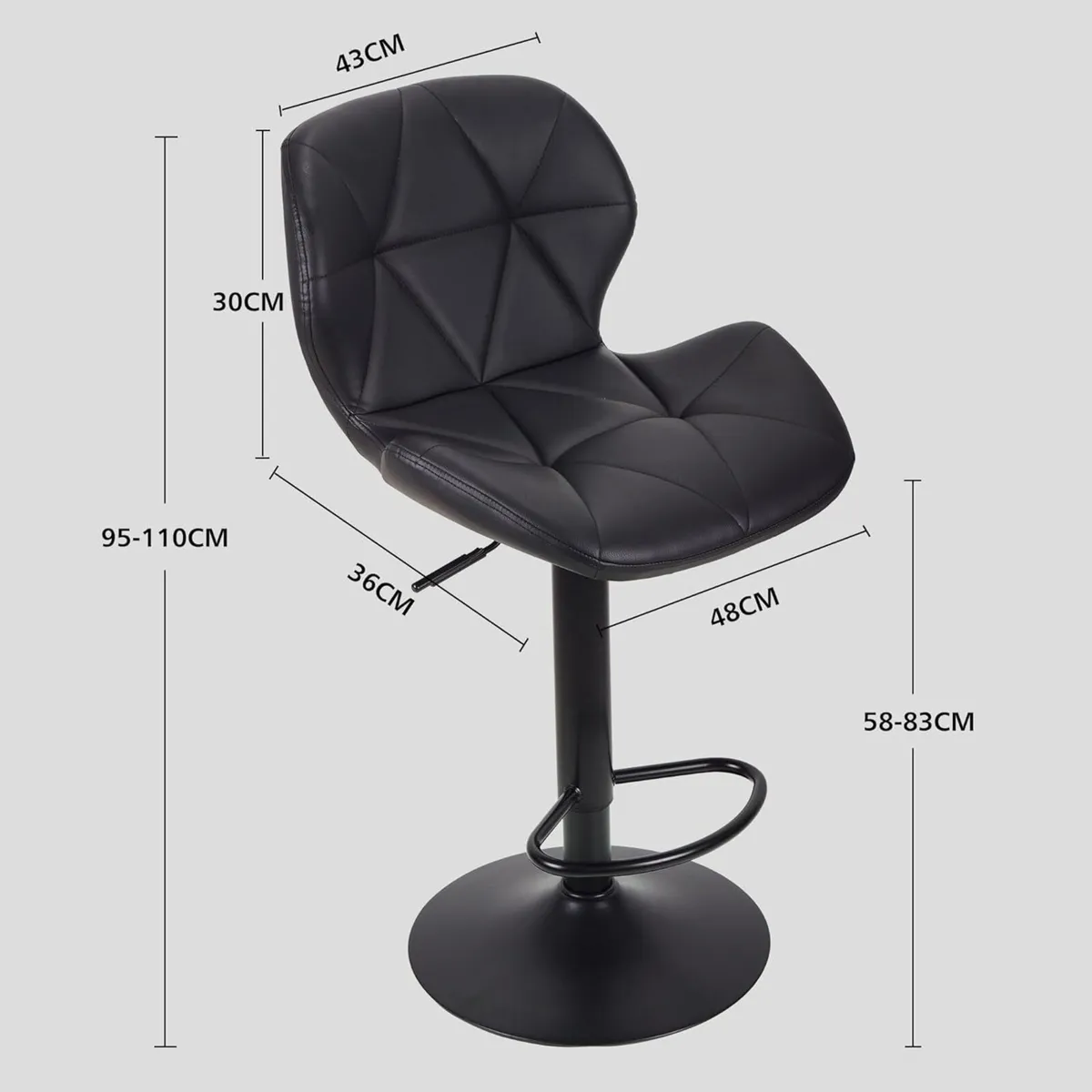 Bar Stools Set of 2 Chairs Modern Height Adjustabl - Image 3