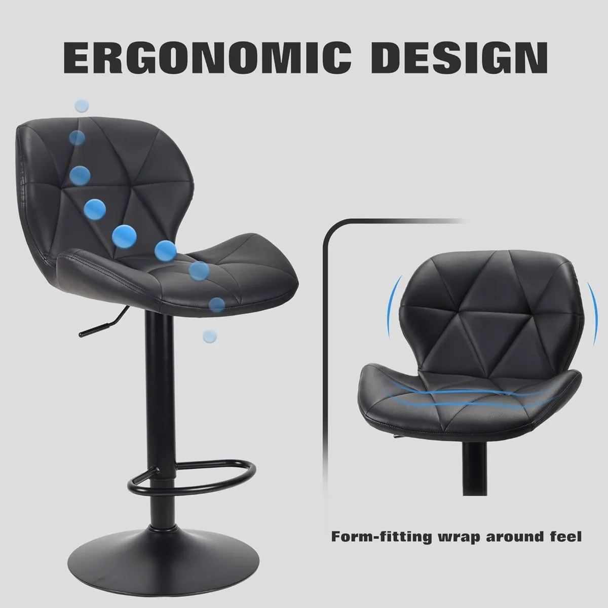 Bar Stools Set of 2 Chairs Modern Height Adjustabl - Image 4