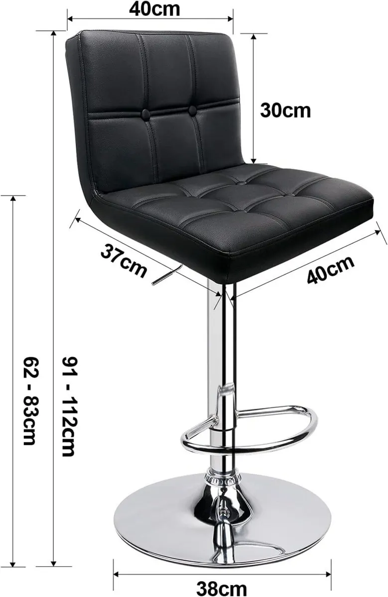 Bar Stools (2/Set) Adjustable Chairs Breakfast - Image 3