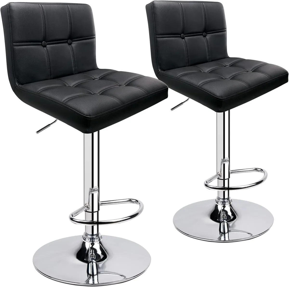 Bar Stools (2/Set) Adjustable Chairs Breakfast - Image 1
