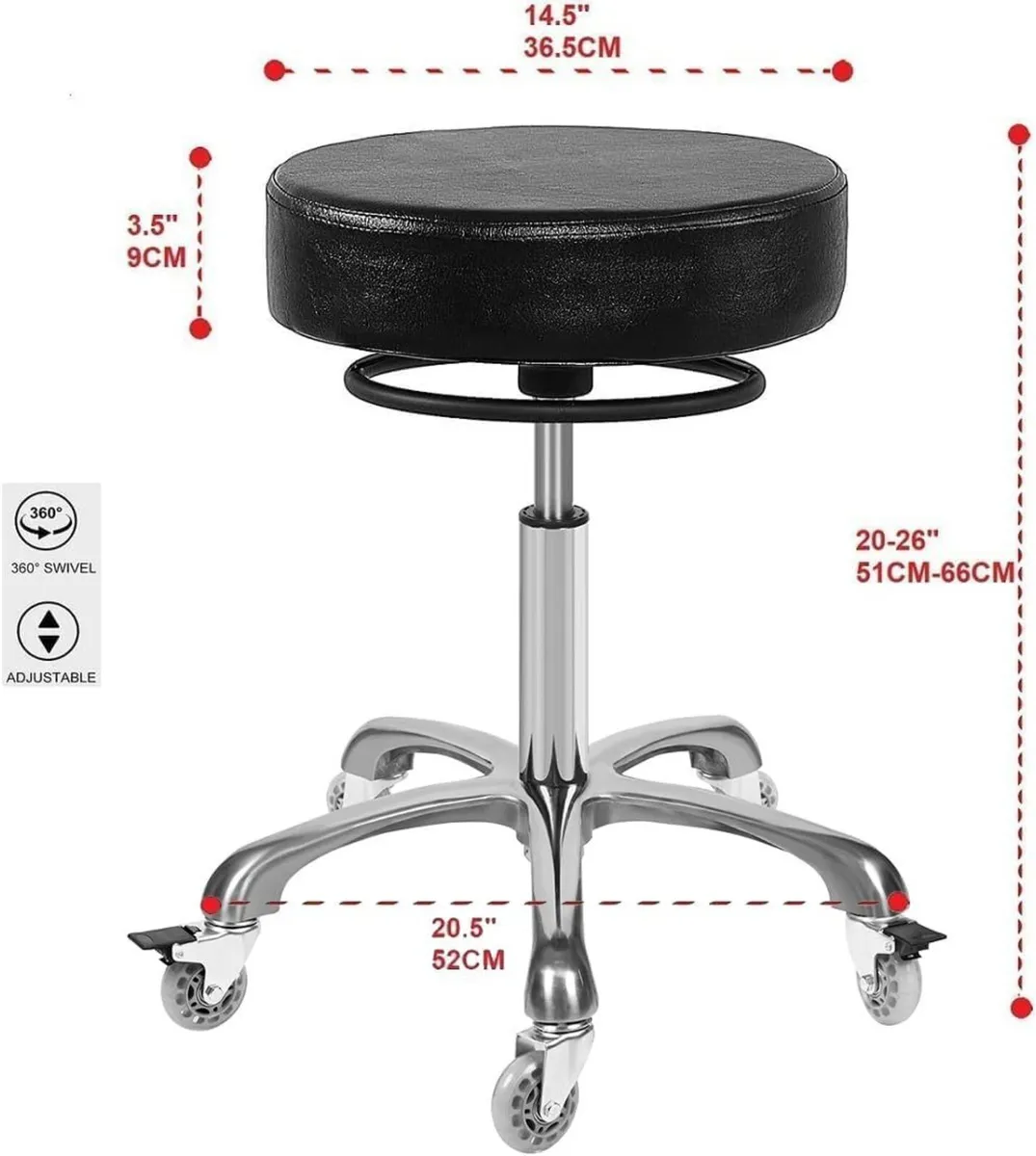 Salon Rolling Stools with Locking Caster Wheels - - Image 2