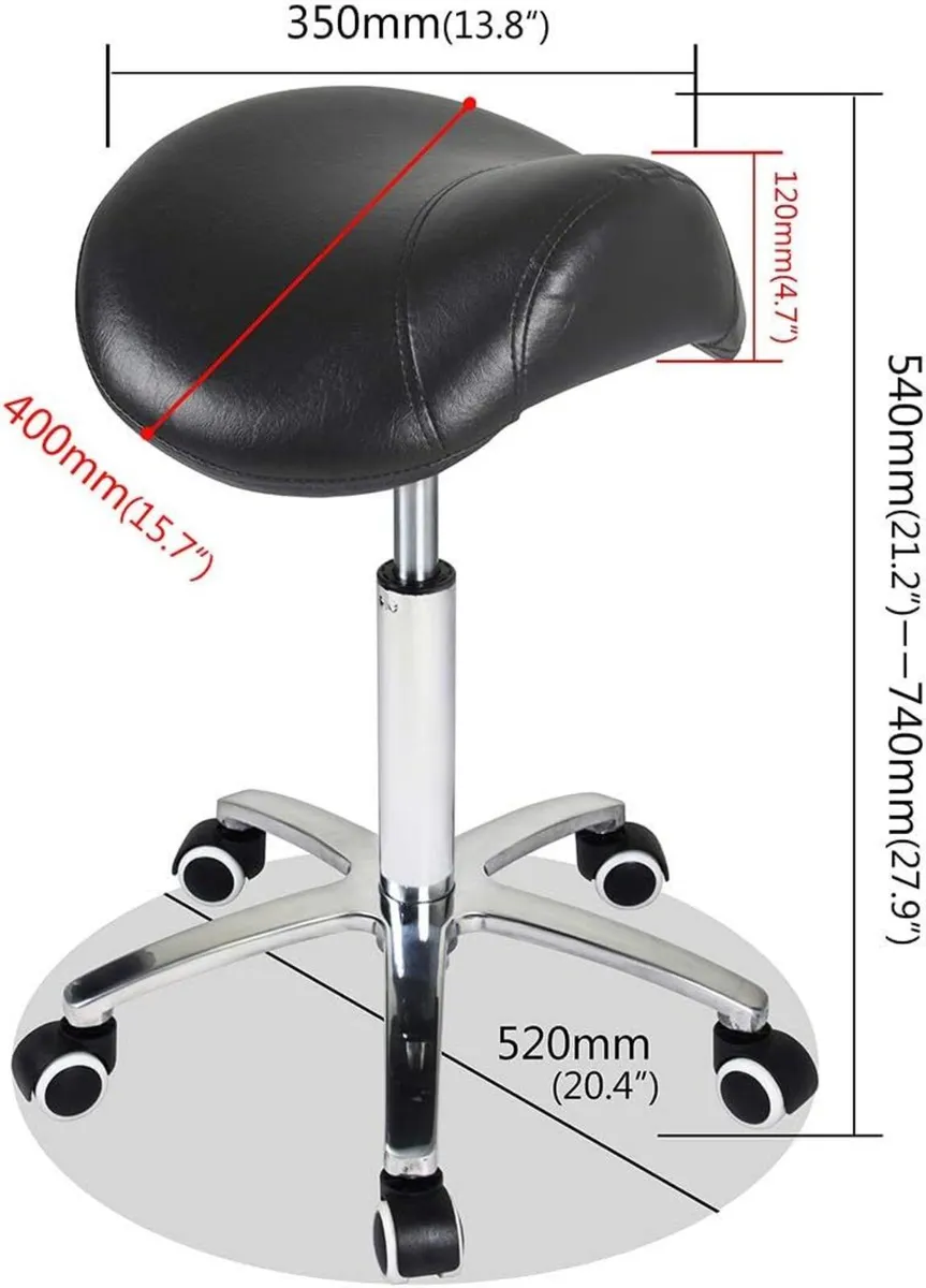 Saddle Stool Massage Rolling Work Chair For - Image 2