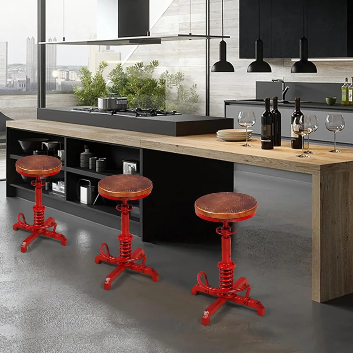 Industrial Bar Stool 24-28 Inch Height Adjustable - Image 2