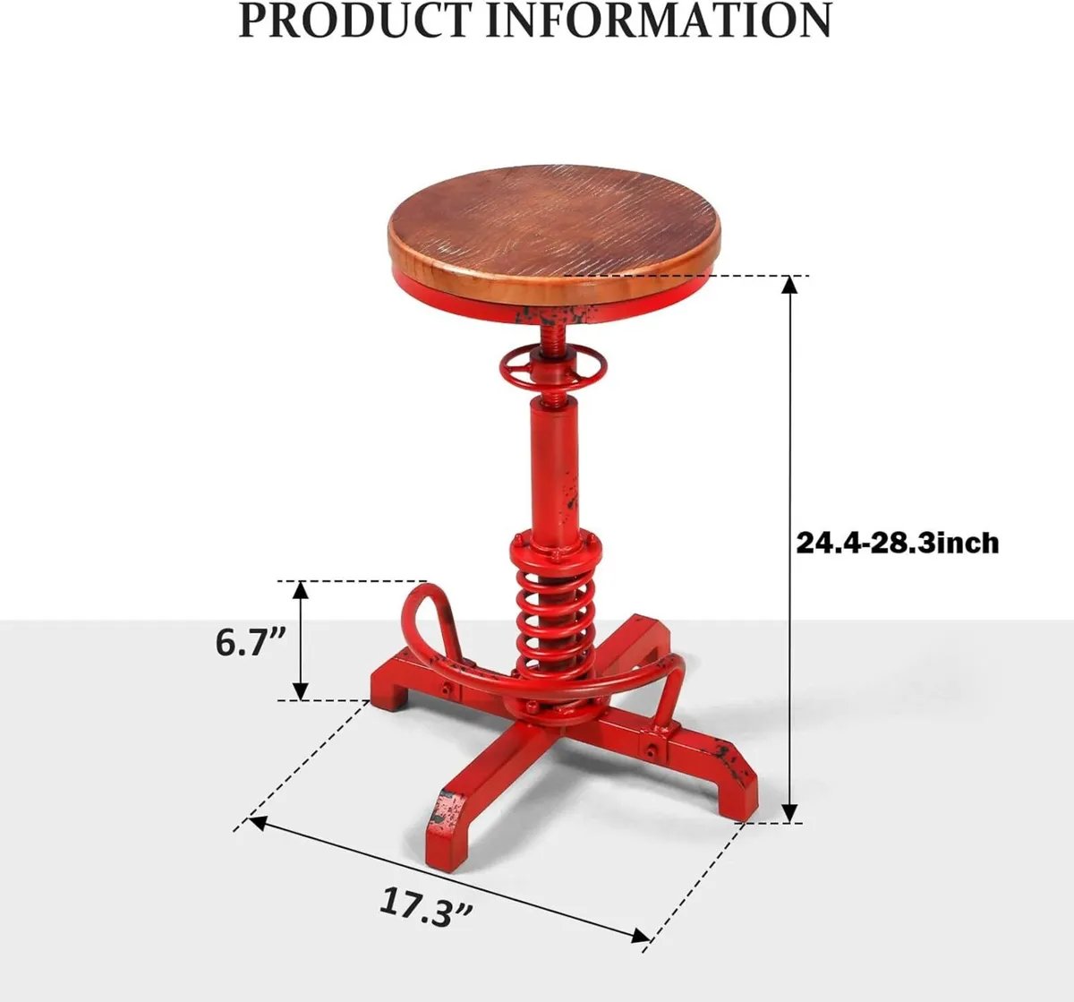 Industrial Bar Stool 24-28 Inch Height Adjustable - Image 3