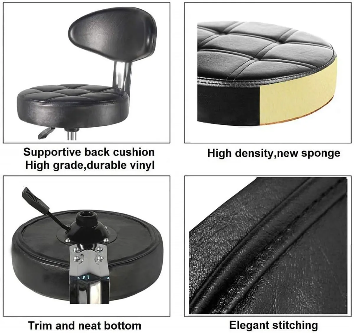 Rolling Stool Chair with Smooth-rolling Dual-wheel - Image 4