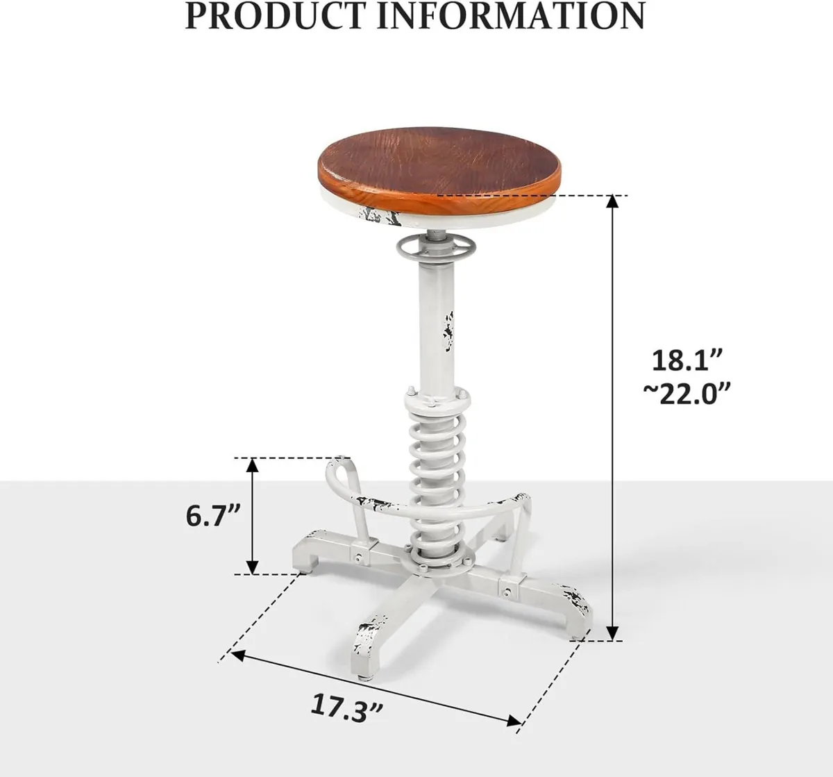 Vintage Industrial Bar Stool 24-28 Inch Height - Image 3