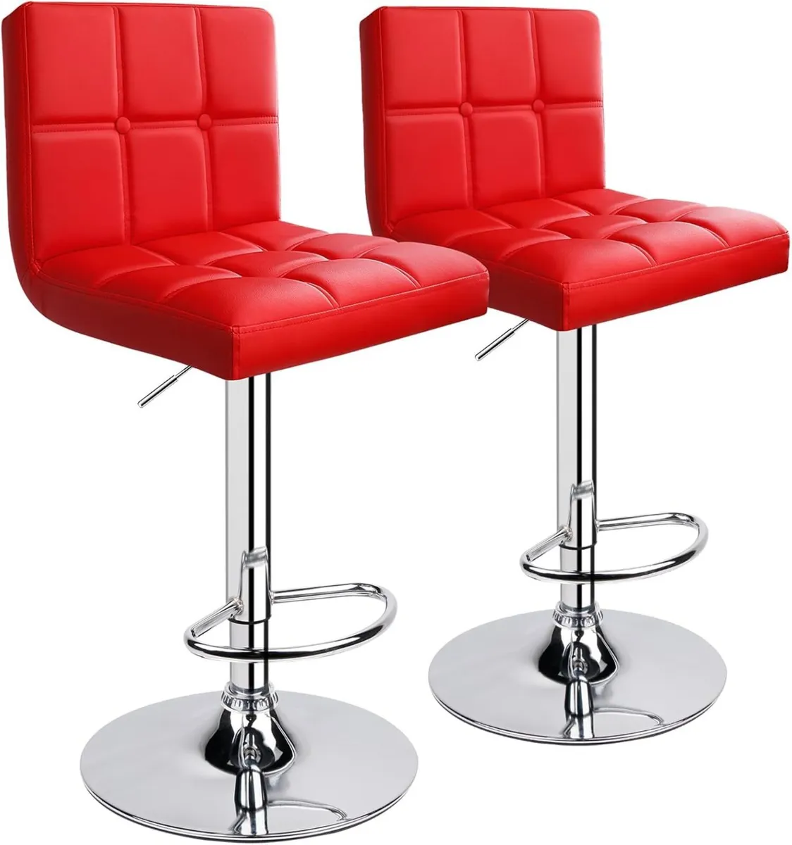 Bar Stools (2/Set) Adjustable Chairs Breakfast - Image 1