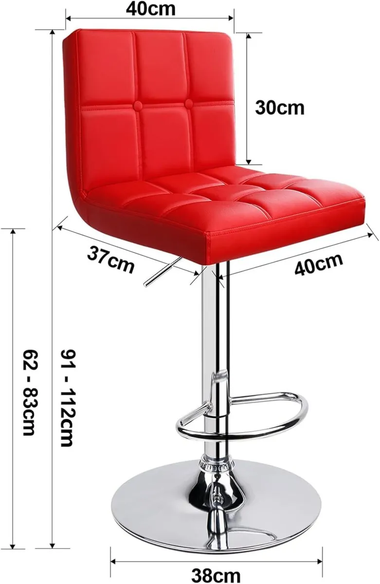 Bar Stools (2/Set) Adjustable Chairs Breakfast - Image 3