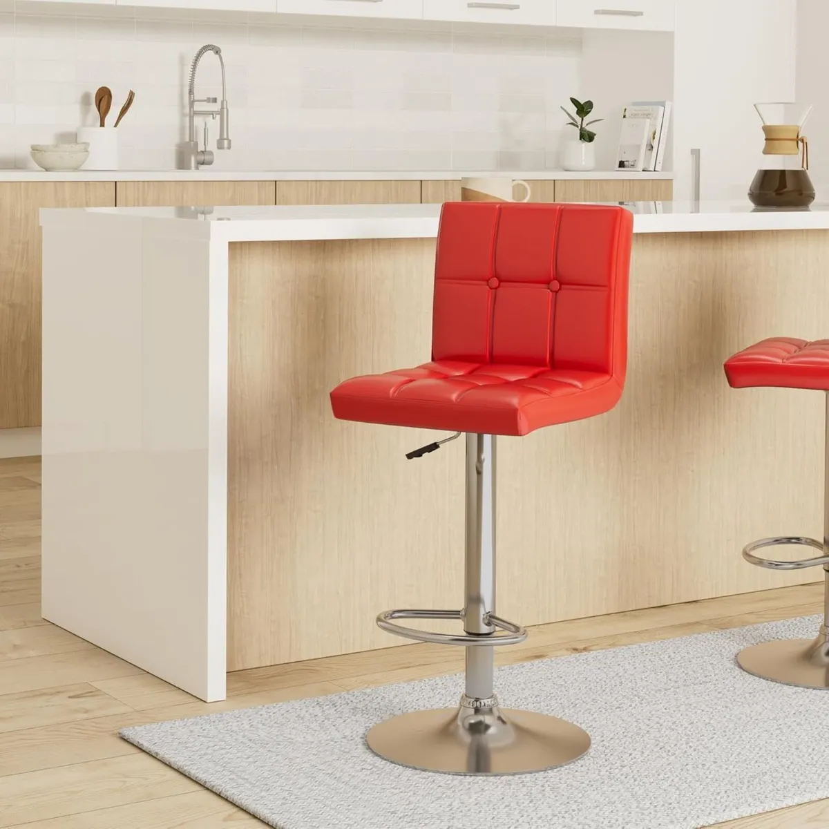 Bar Stools (2/Set) Adjustable Chairs Breakfast - Image 2