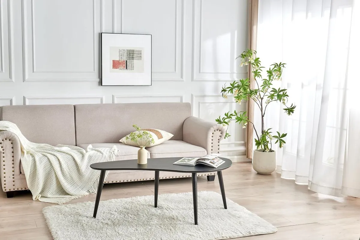 Wooden Oval Coffee Table;Mid Century Modern Side - Image 3