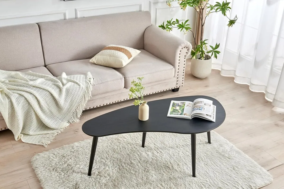 Wooden Oval Coffee Table;Mid Century Modern Side - Image 4