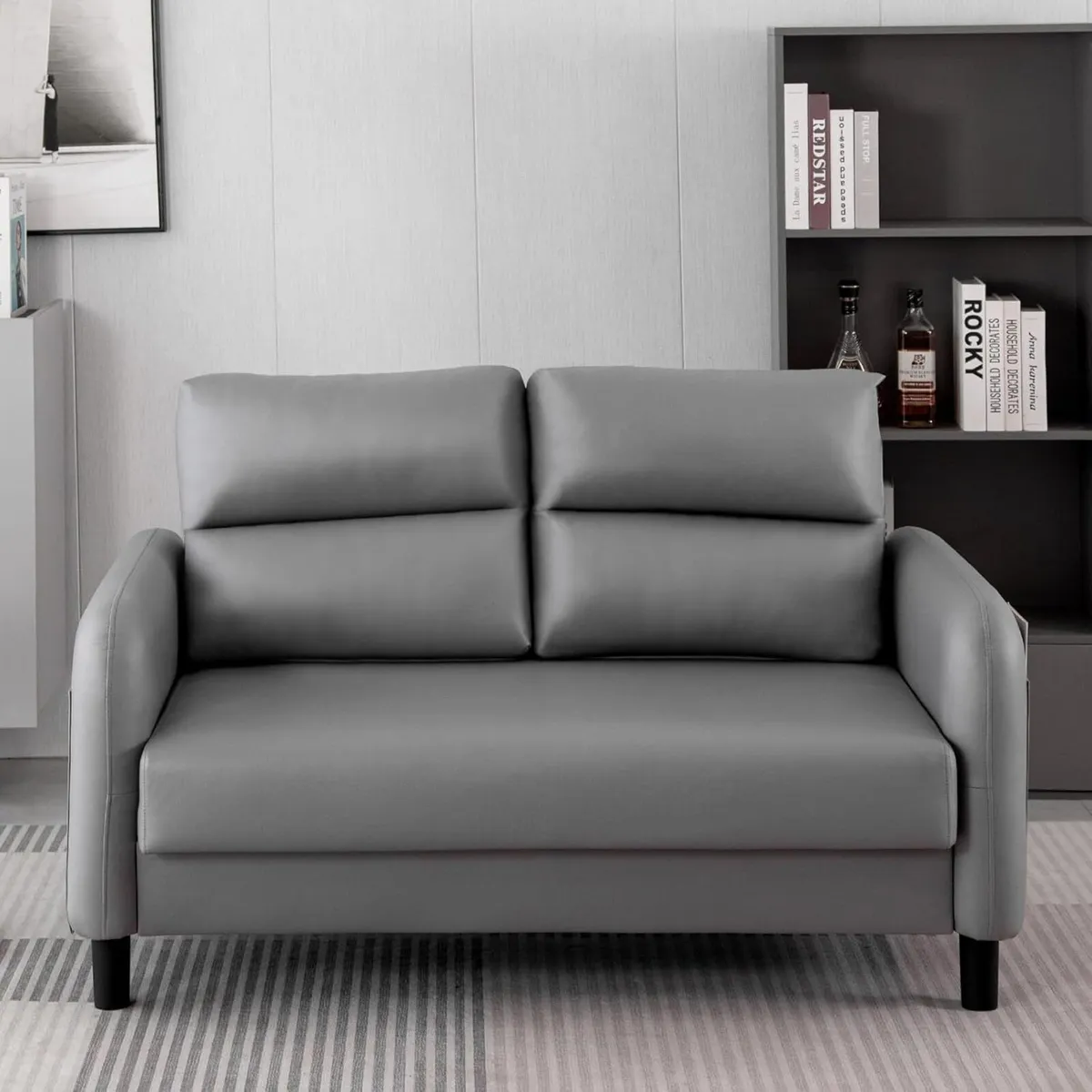 Faux Leather 2 Seater Sofa With Cushion - Comfy - Image 1