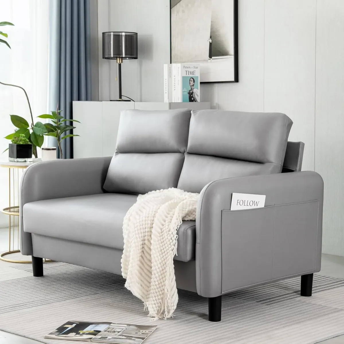 Faux Leather 2 Seater Sofa With Cushion - Comfy - Image 3