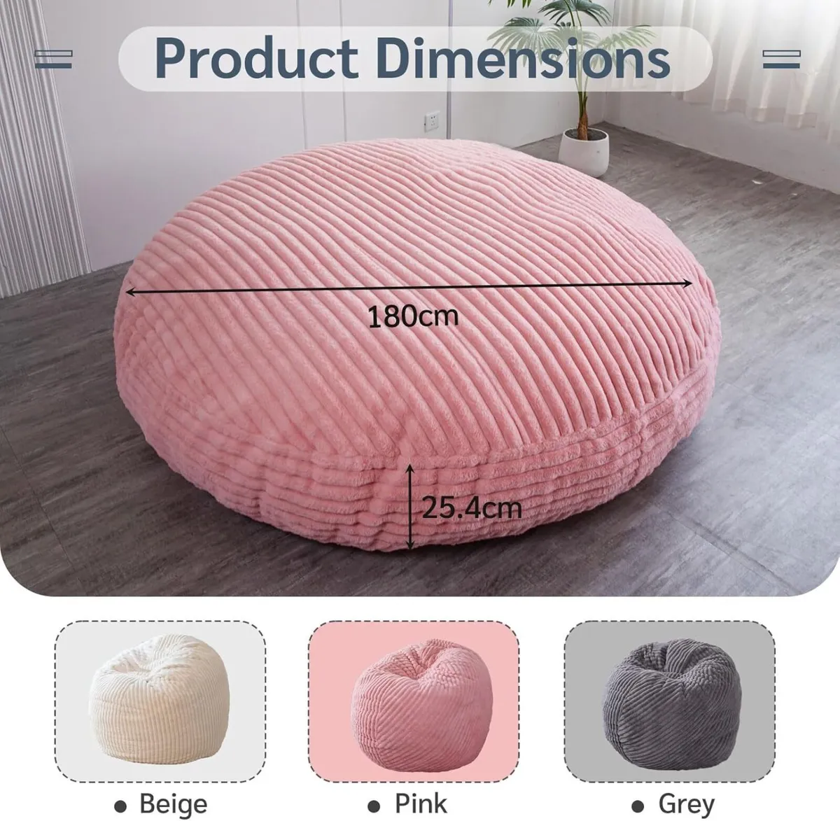 Giant Bean Bag Bed - Round Chair Large Sofa with - Image 2